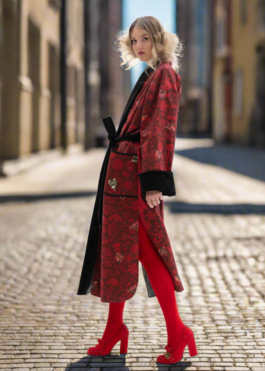Red & velvet coat