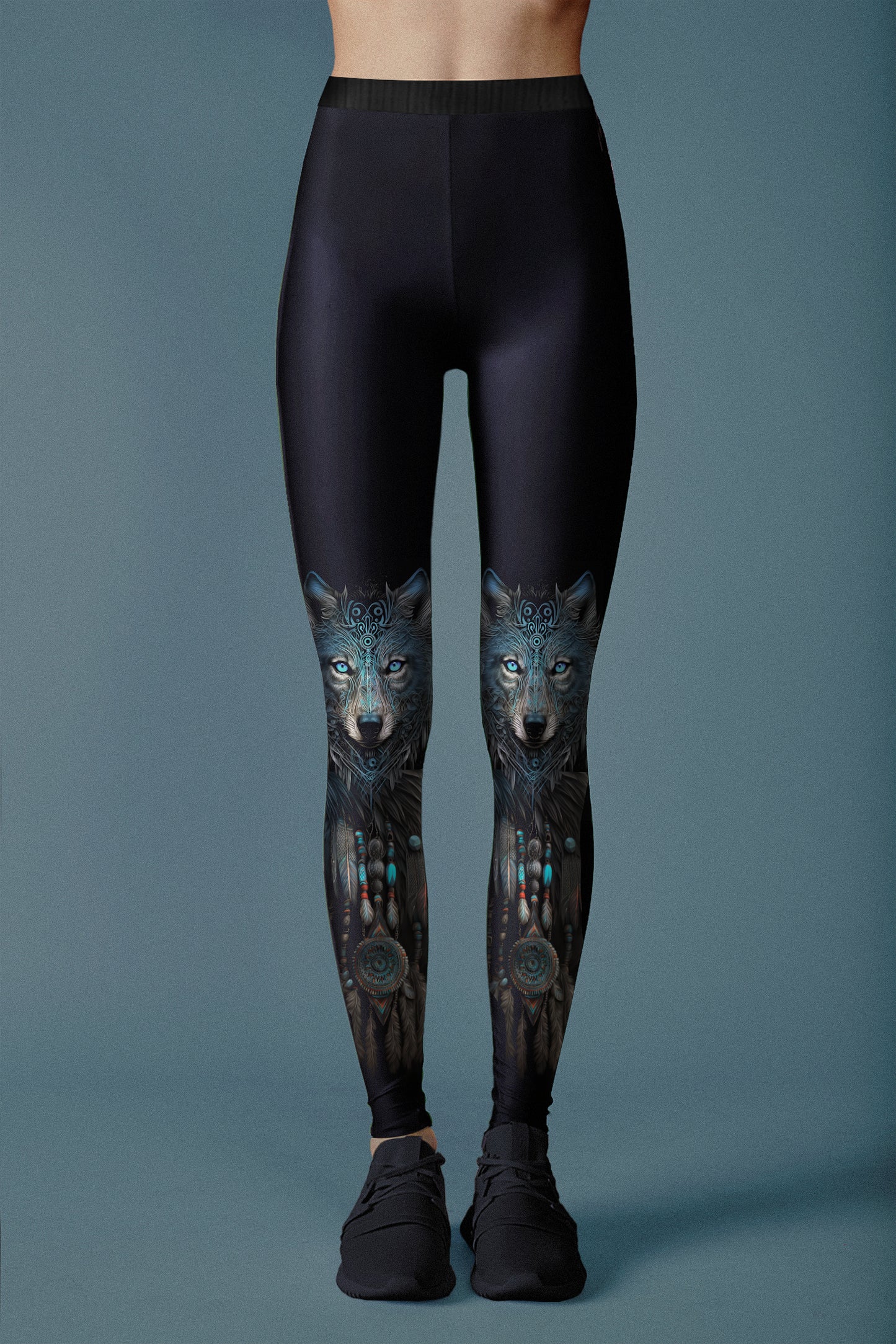Blue Wolf tribal leggings