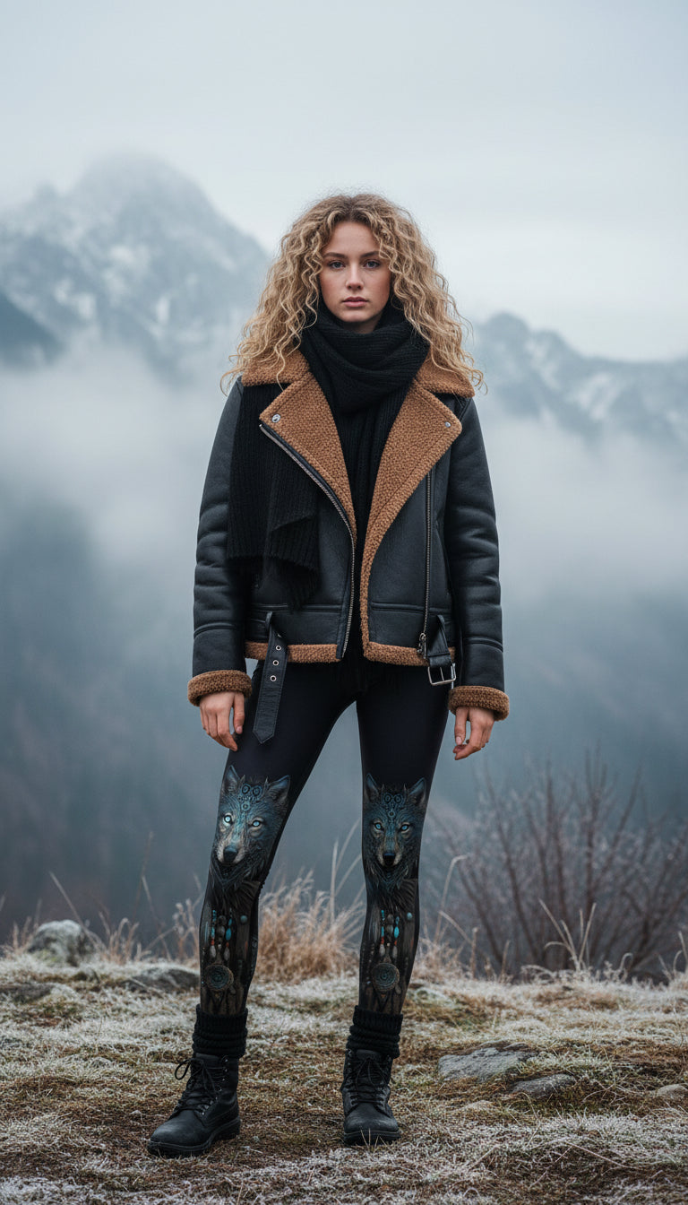 Blue Wolf tribal leggings