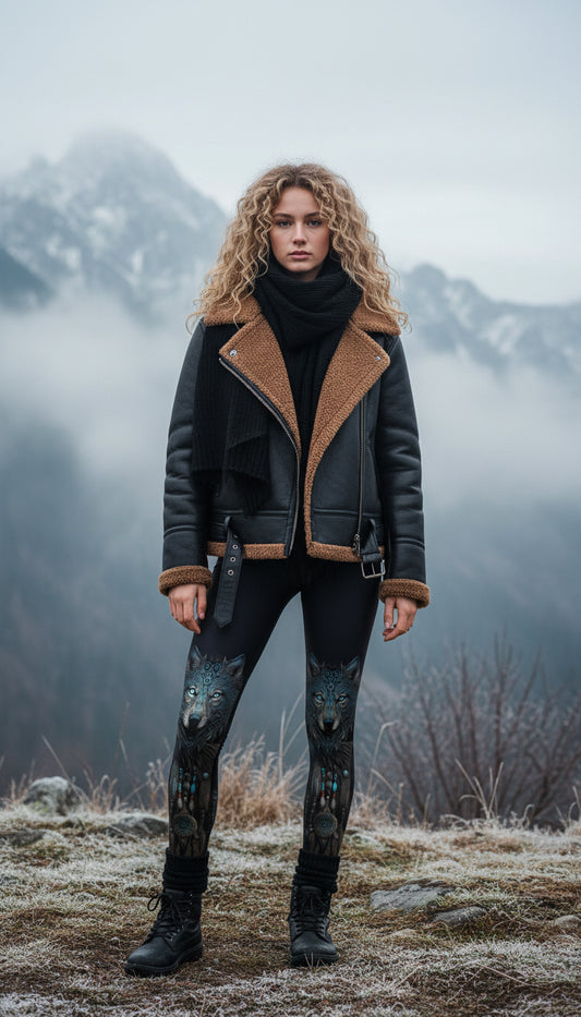 Blue Wolf tribal leggings